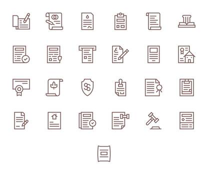 25 Editable Icons themed around Legal Document in 256x256 Regular Line format vector