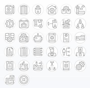 32 Thin Line Pixel Optimized 64x64 Icons from Management Suite vector