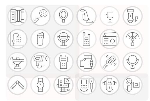 Handheld Icon Library with 24 Thin Line 256x256 Grid Fitted Designs vector