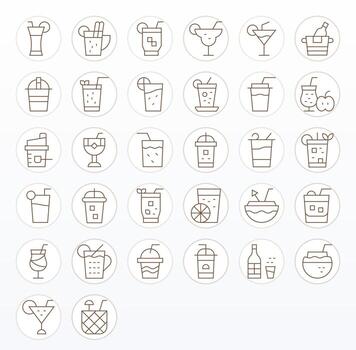 Iced Complete Package with 32 256x256 Thin Line Pixel Aligned Icons vector