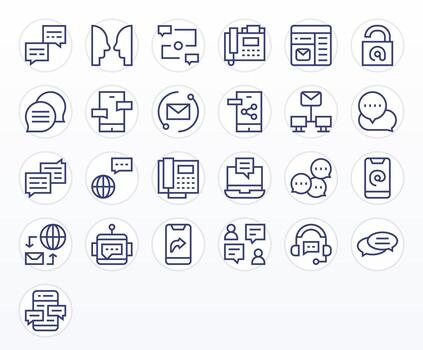 mensajería icono biblioteca con 25 regular línea alto resolución editable diseños vector