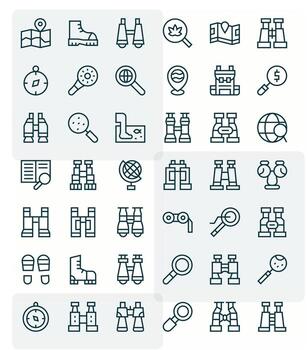 42 Pixel Aligned Regular Line Icons from Explore Collection vector