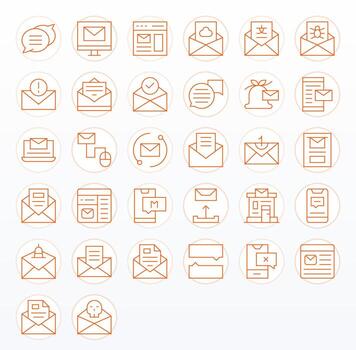 bandeja de entrada completar paquete con 32 retina Listo Delgado línea editable íconos vector