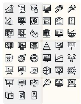Graph Icon Library with 45 Bold Line 256x256 Grid Fitted Designs vector