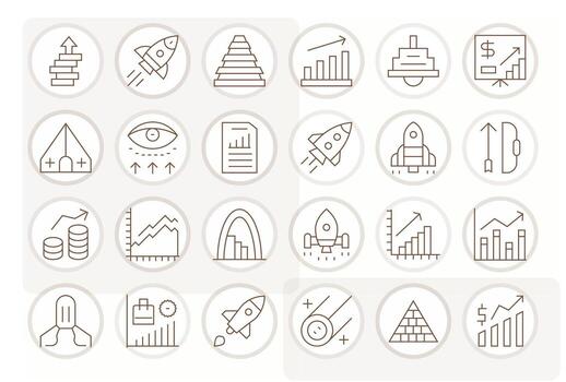 24 64x64 Thin Line Icons for Ascending with Pixel Optimized precision vector