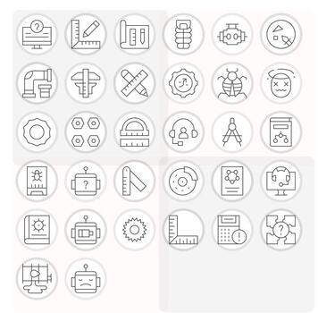 32 128x128 Delgado línea píxel alineado íconos para técnico proyectos vector