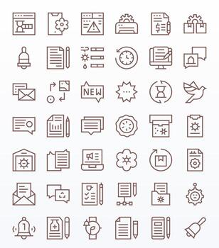 42 Icons inspired by Update in Grid Fitted High Resolution Regular Line quality vector
