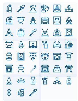 45 256x256 Bold Line Icons optimized for Fire Editable display vector