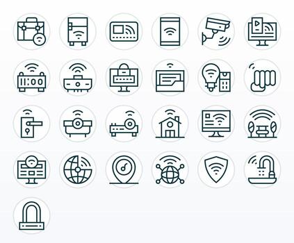 25 monitor Perfecto regular línea íconos diseñado para Wifi interfaz vector