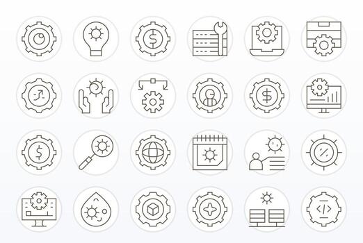 Optimization 128x128 Icon Pack with 24 Thin Line PIXEL Perfect Elements vector