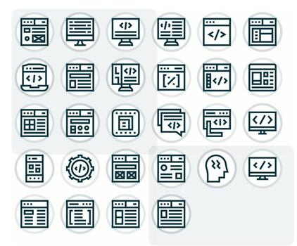 Html Modern Collection with 28 Bold Line 128x128 Pixel Aligned Icons vector