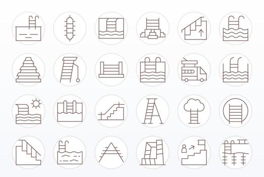 escalera escalable conjunto presentando 24 píxel optimizado Delgado línea alto resolución íconos vector