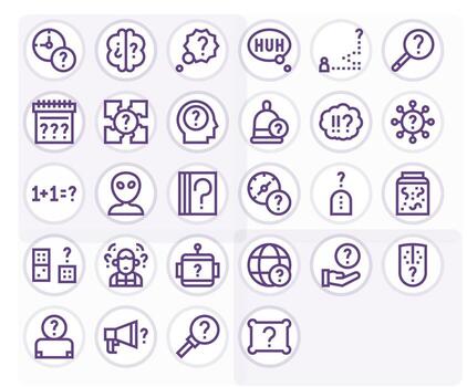 28 Bold Line Icons for Unknown in crisp 256x256 PIXEL Perfect resolution vector
