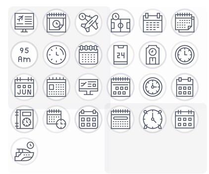 calendario escalable conjunto presentando 25 editable regular línea alto resolución íconos vector