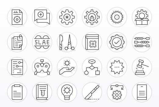Procedure Icon Collection with 24 256x256 Thin Line Designs vector