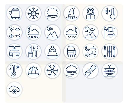 25 Icons for Snow featuring 64x64 Pixel Optimized Regular Line Graphics vector