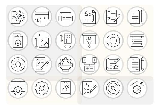 Modify Professional Set with 24 Thin Line Grid Fitted 64x64 Icons vector
