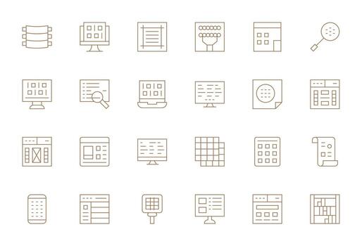 24 editable Delgado línea íconos diseñado para filas interfaz vector