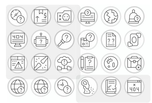 24 Thin Line Display Perfect Icons crafted for Missing 64x64 applications vector