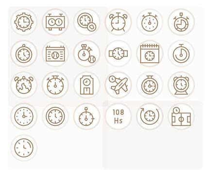 25 Regular Line PIXEL Perfect Icons tailored for Countdown 128x128 interface vector