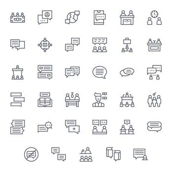 35 Regular Line Pixel Aligned Icons crafted for Discussion 256x256 applications vector