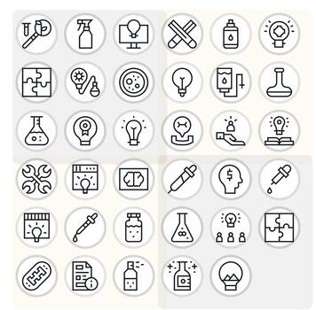 solución exhaustivo haz con 35 editable regular línea 64 x 64 íconos vector