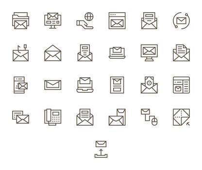 25 Icons for Send optimized in Pixel Optimized 128x128 Regular Line resolution vector