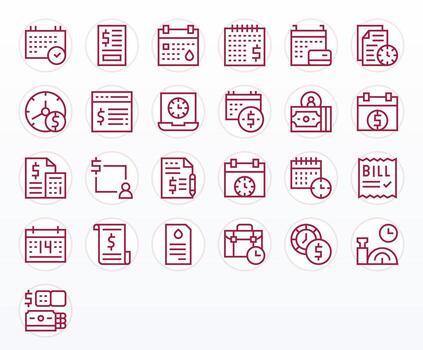 25 regular línea editable íconos hecho a mano para debido 256x256 aplicaciones vector