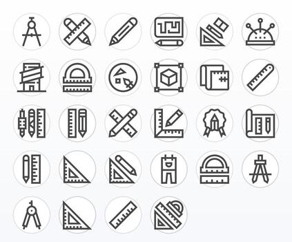 28 negrita línea detalle mejorado íconos hecho a mano para redacción alto resolución aplicaciones vector