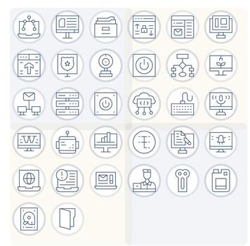 32 64 x 64 Delgado línea íconos optimizado para computadora píxel optimizado monitor vector