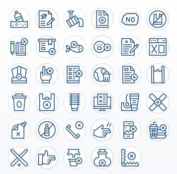 35 Icons inspired by Refuse in Pixel Optimized 256x256 Regular Line quality vector