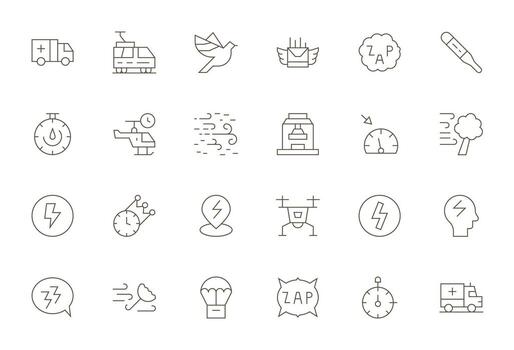 24 Thin Line Icons from Rapid in 128x128 Display Perfect Quality vector