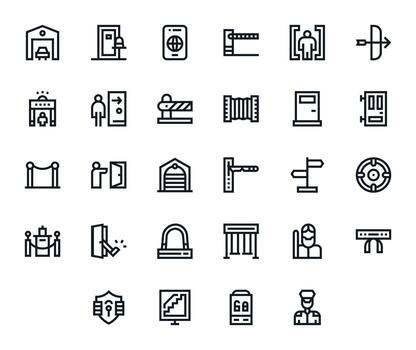 28 alto resolución íconos para salida en píxel Perfecto negrita línea formato vector