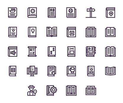 Guidebook Icon Toolkit featuring 28 Editable 256x256 Bold Line elements vector