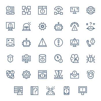 Issue Scalable Set featuring 35 Display Perfect Regular Line Retina Ready Icons vector