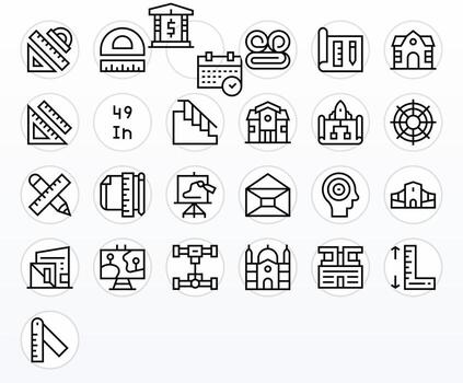 Plano icono repositorio conteniendo 25 regular línea 128x128 detalle mejorado gráficos vector