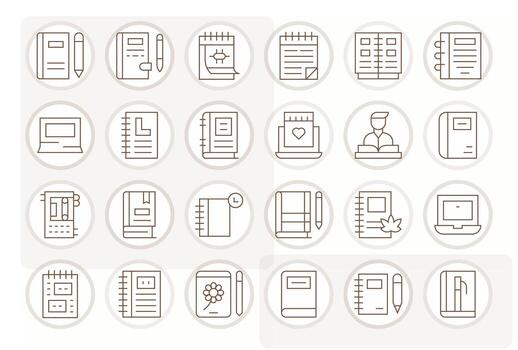 24 Thin Line Icons designed for Notebook in 64x64 Pixel Aligned format vector
