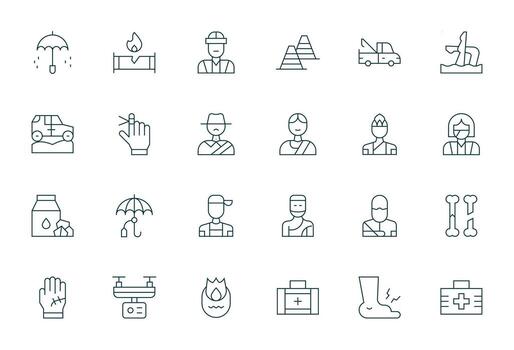 24 Thin Line Pixel Optimized 128x128 Icons from Accident Suite vector