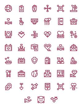 45 128x128 Icons for Affection in Editable Bold Line Format vector