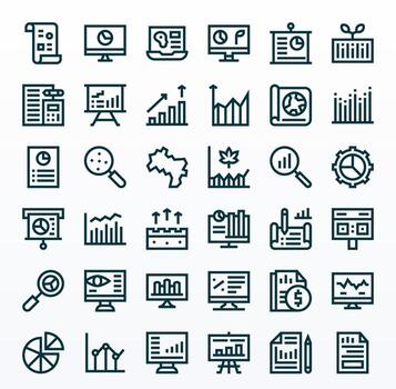 36 Bold Line Icons from Statistics in High Resolution Pixel Optimized Quality vector
