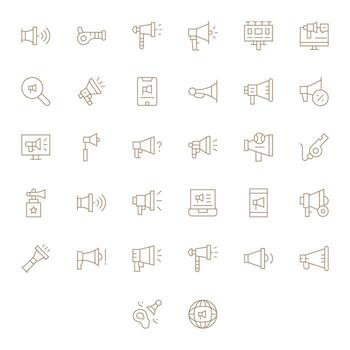 32 Thin Line Icons designed for Megaphone in High Resolution Pixel Optimized format vector