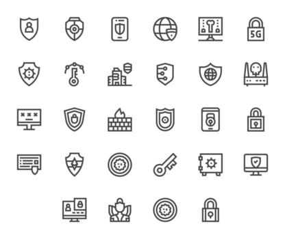 Firewall Graphics featuring 28 Bold Line Display Perfect 256x256 Designs vector