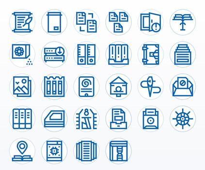 28 128x128 Bold Line Icons for Archive with Display Perfect precision vector