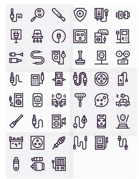 45 High Resolution Pixel Optimized Icons for Plug in Bold Line Theme vector