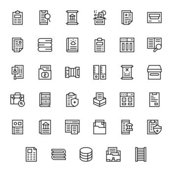 Records Icon Toolkit featuring 35 Pixel Aligned 256x256 Regular Line elements vector