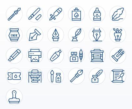 tinta gráficos presentando 25 regular línea detalle mejorado 256x256 diseños vector