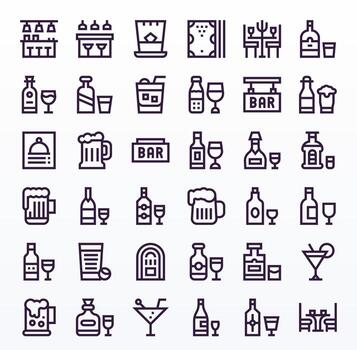 Pub Graphics featuring 36 Bold Line Pixel Optimized 64x64 Designs vector