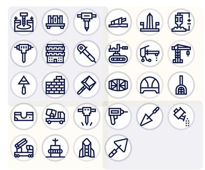 Concrete Ultimate Package with 28 256x256 Bold Line Pixel Optimized Icons vector