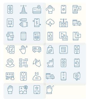 Mobile Complete Package with 40 256x256 Thin Line Display Perfect Icons vector