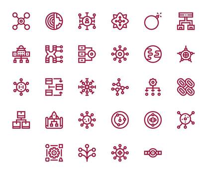 28 High Resolution Icons for Dataflow in PIXEL Perfect Bold Line Format vector